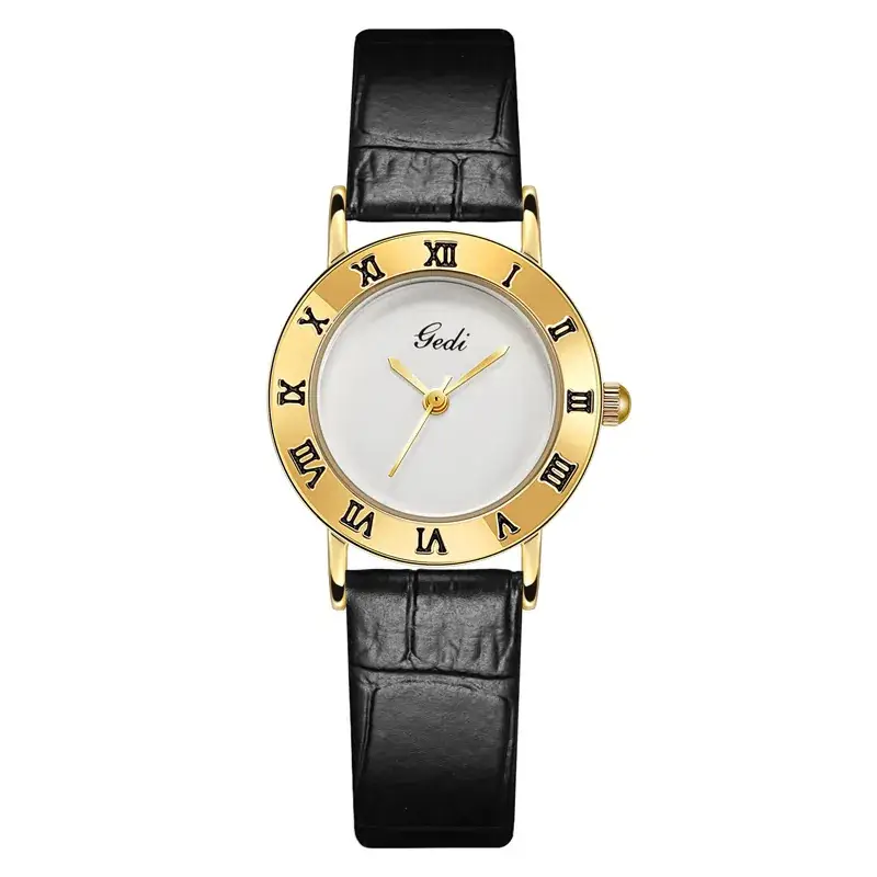 Gedi Vintage Black Leather Women's Quartz Watch - Image 2
