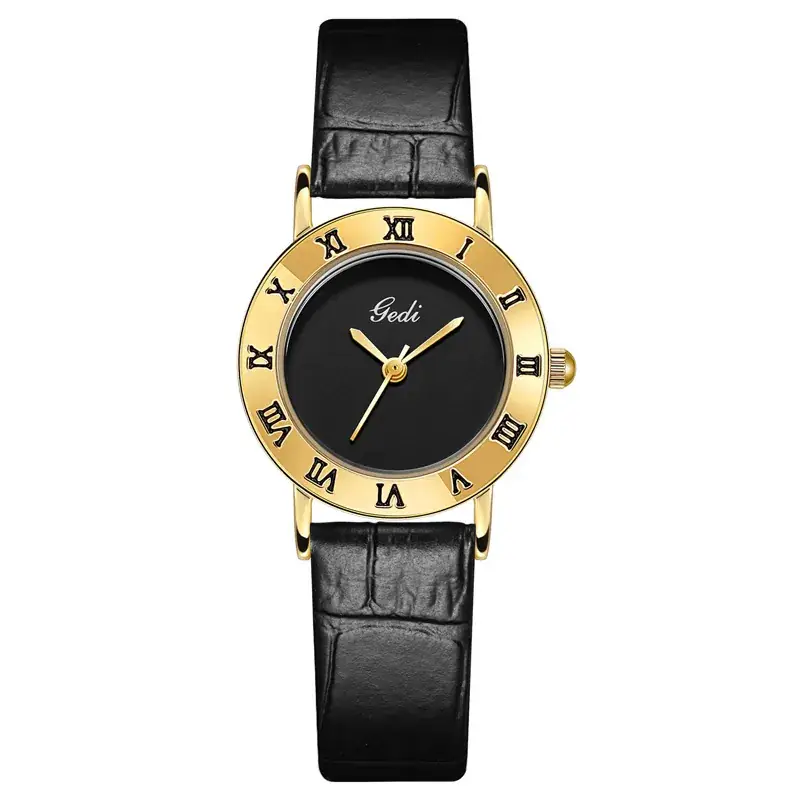 Gedi Vintage Black Leather Women's Quartz Watch - Image 3