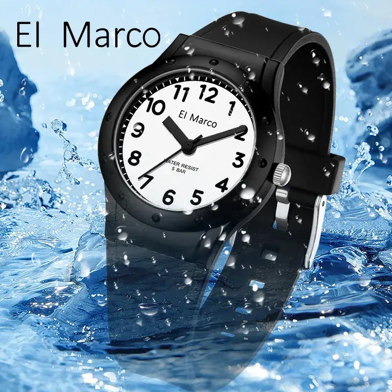 El Marco Waterproof Green Quartz Watch for Kids - Image 25