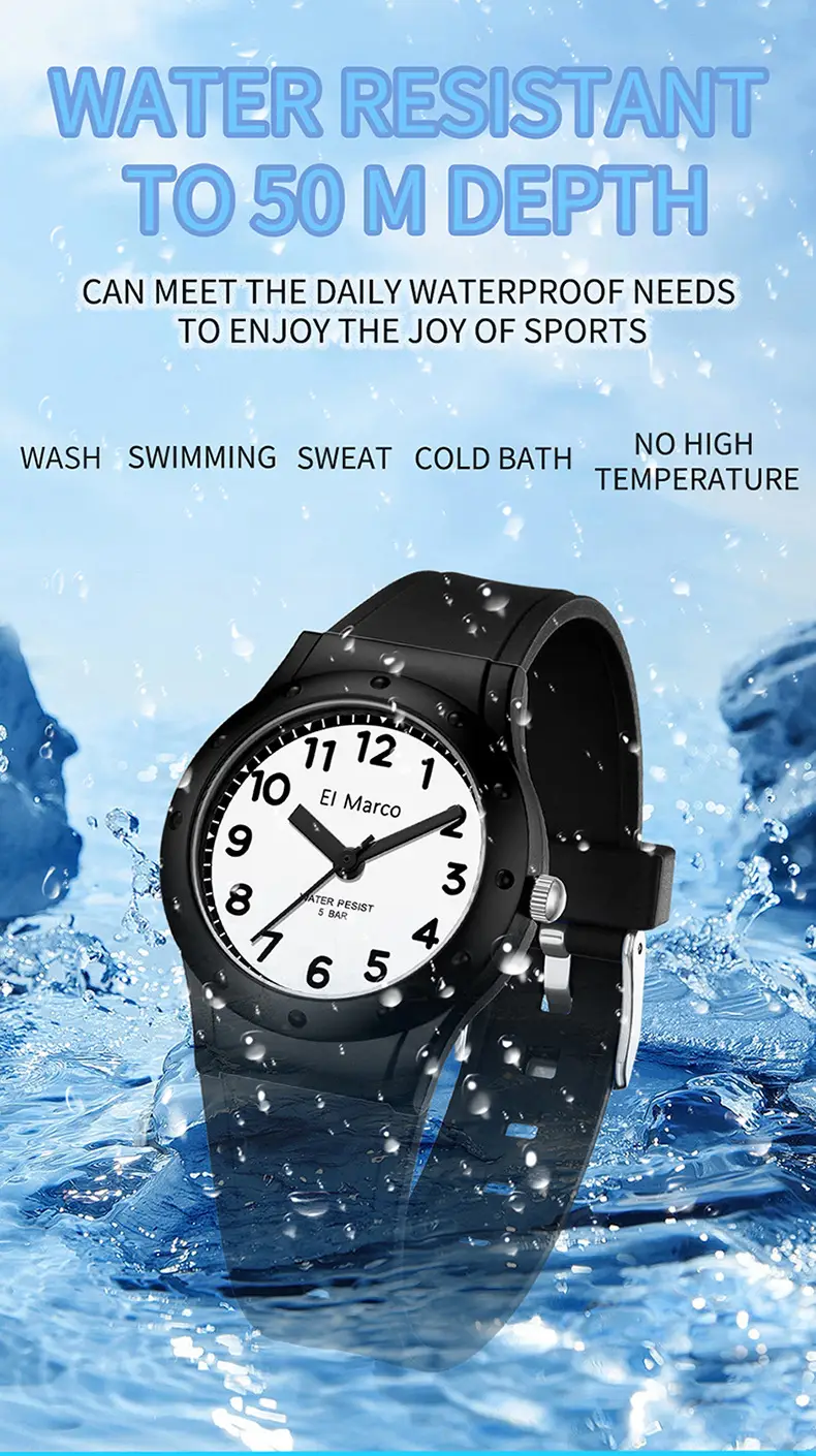 El Marco Waterproof Green Quartz Watch for Kids — feature 33