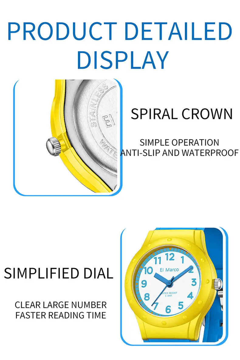 El Marco Waterproof Green Quartz Watch for Kids — feature 37
