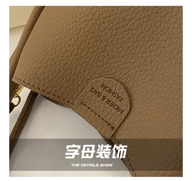 Women's Brown Leather Bucket Bag with Tassel Handle — feature 3