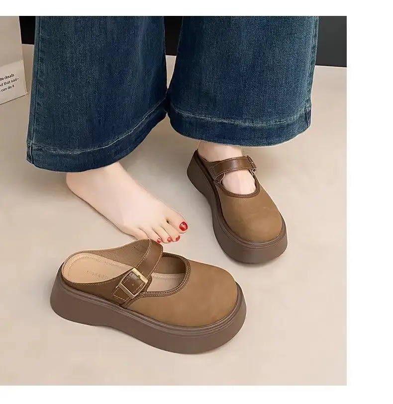Women Brown Thick Heel Mary's Slippers 2025 — feature 10