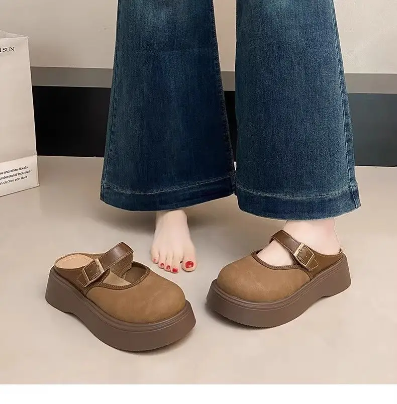 Women Brown Thick Heel Mary's Slippers 2025 — feature 11