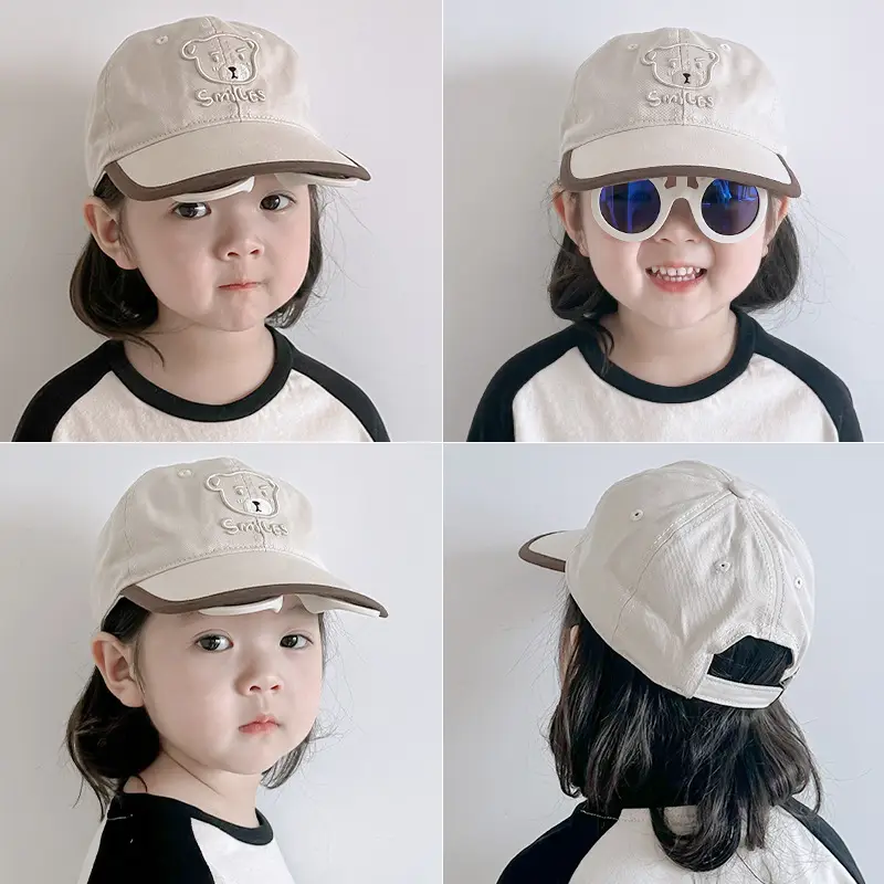 Blue Bear Embroidered Baby Cap with Sunglasses