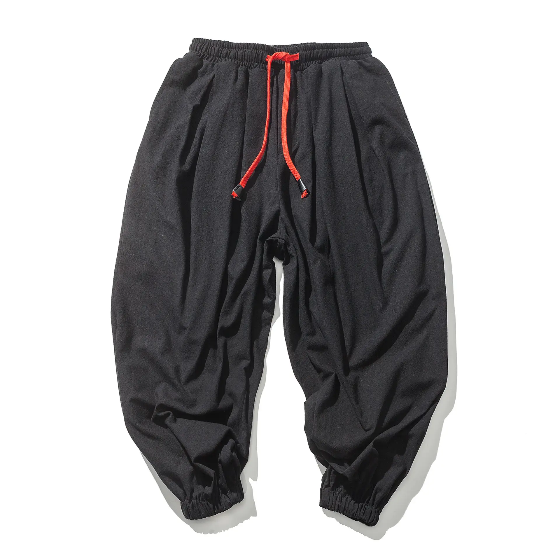 Men Maroon Harem Pants Loose Cotton Linen - Image 13