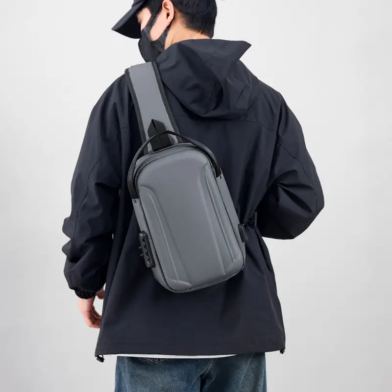 Men's Black Multi-Functional Shoulder Bag with Adjustable Strap - Image 7
