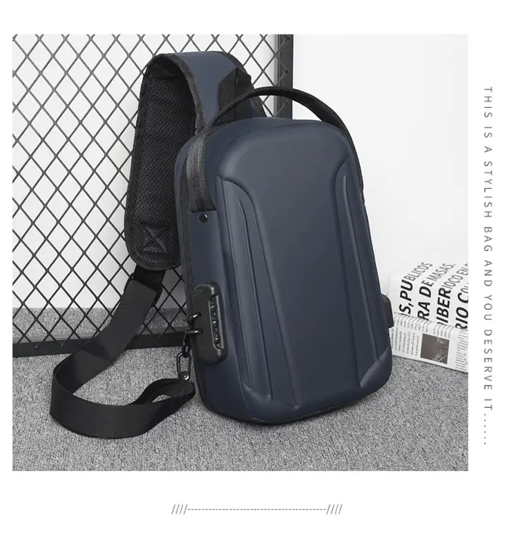 Men's Black Multi-Functional Shoulder Bag with Adjustable Strap — feature 16
