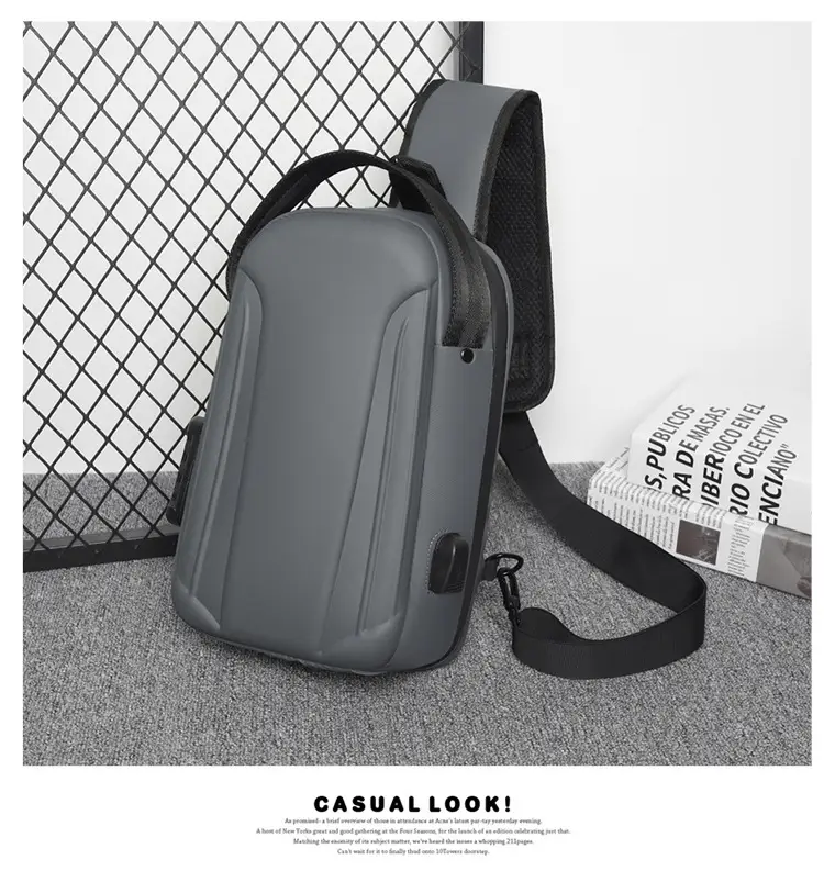 Men's Black Multi-Functional Shoulder Bag with Adjustable Strap — feature 18