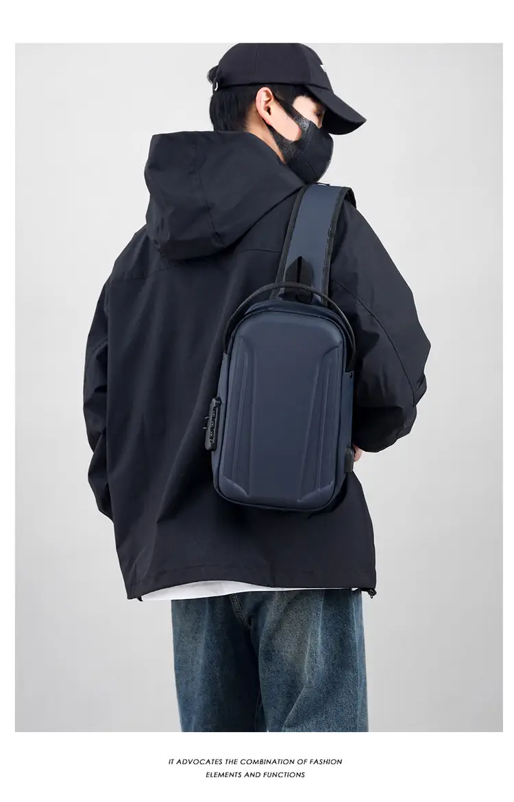Men's Black Multi-Functional Shoulder Bag with Adjustable Strap — feature 19