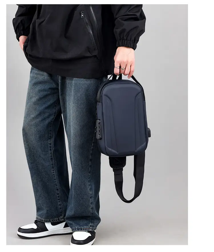 Men's Black Multi-Functional Shoulder Bag with Adjustable Strap — feature 20