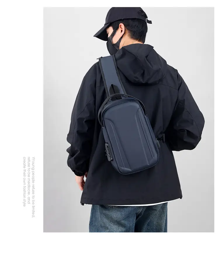 Men's Black Multi-Functional Shoulder Bag with Adjustable Strap — feature 21