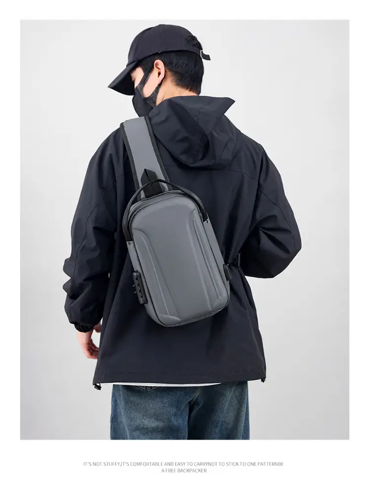 Men's Black Multi-Functional Shoulder Bag with Adjustable Strap — feature 23