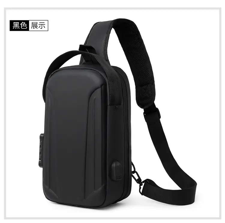 Men's Black Multi-Functional Shoulder Bag with Adjustable Strap — feature 30