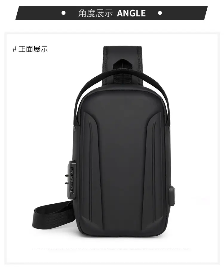Men's Black Multi-Functional Shoulder Bag with Adjustable Strap — feature 32