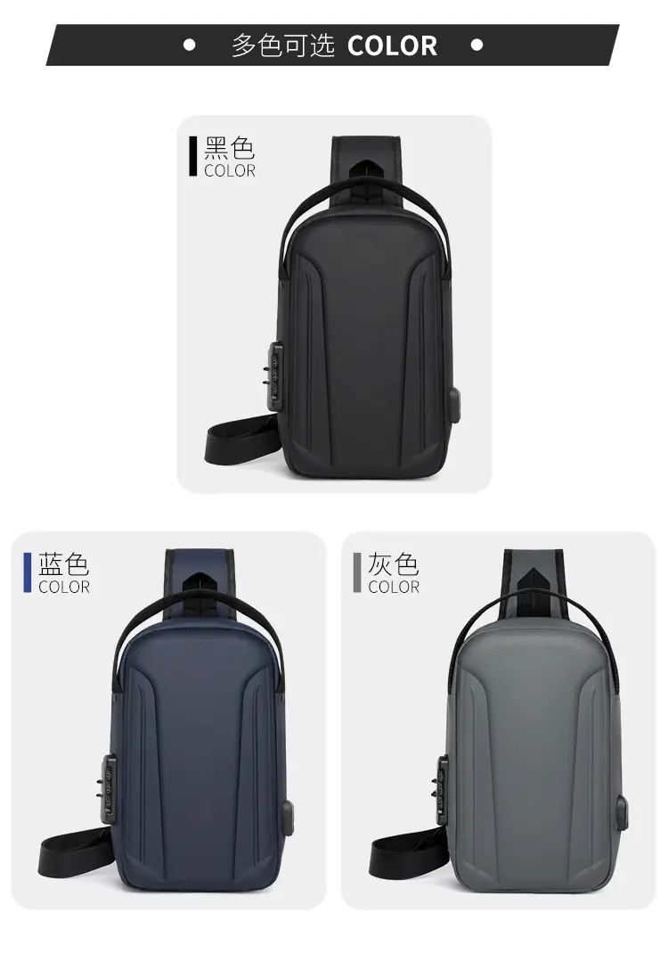 Men's Black Multi-Functional Shoulder Bag with Adjustable Strap — feature 6