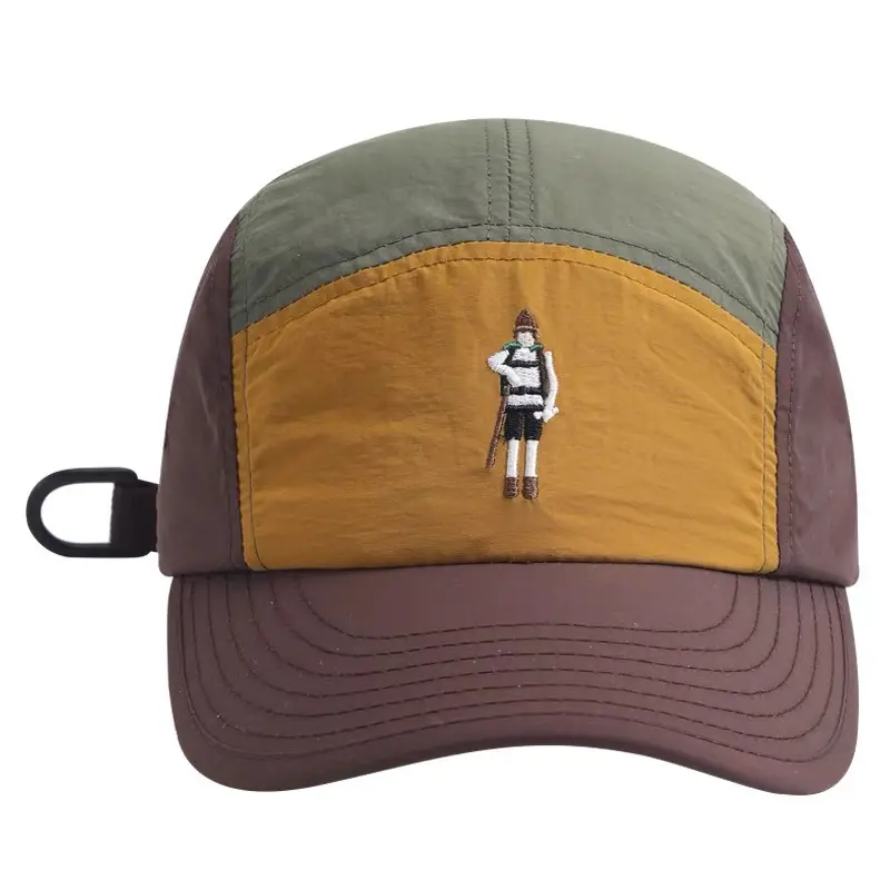 Peaked Cap with Cartoon Embroidery Brown Yellow - Image 5