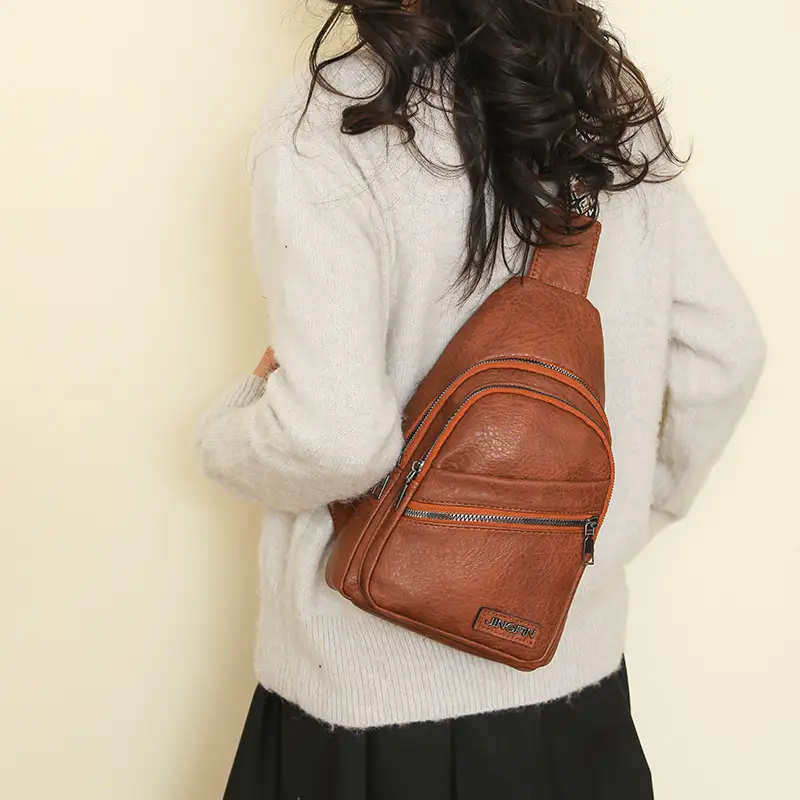 Women's Korean Style Soft Leather Chest Bag 2024