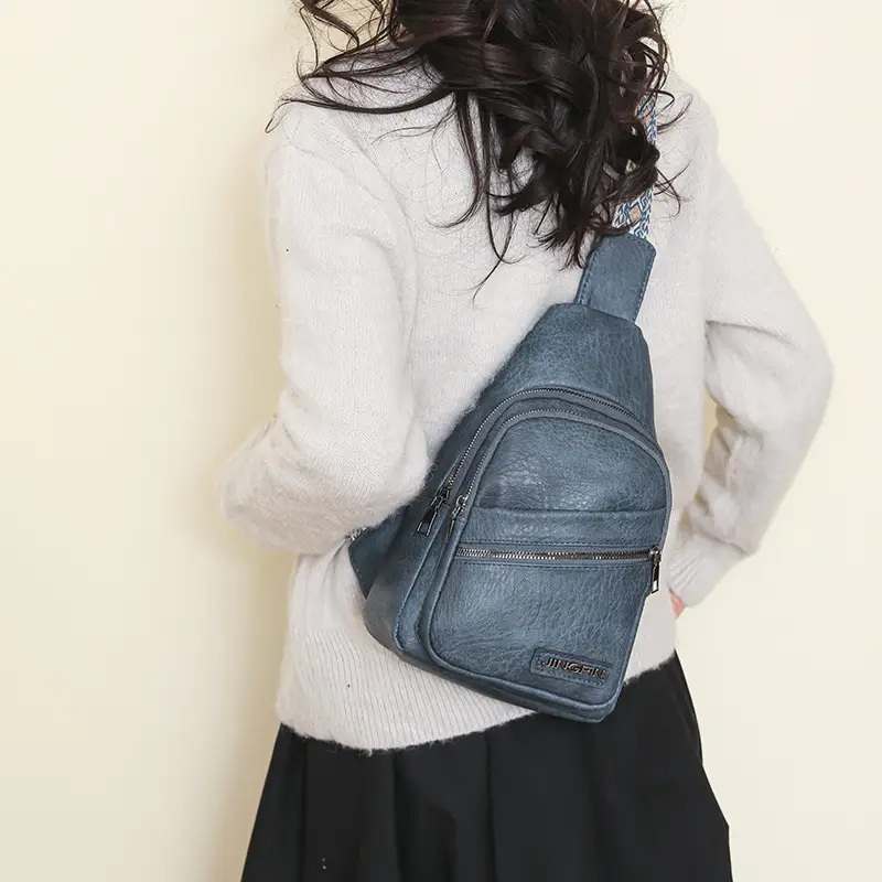 Women's Korean Style Soft Leather Chest Bag 2024