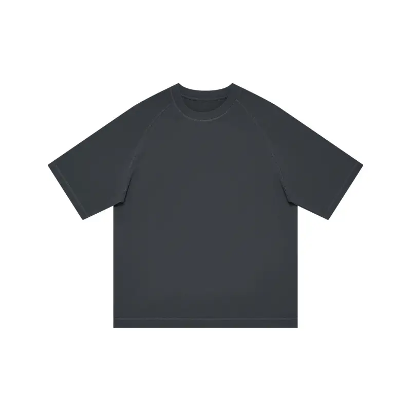Men Black Cotton Japanese Style T-Shirt Short Sleeve