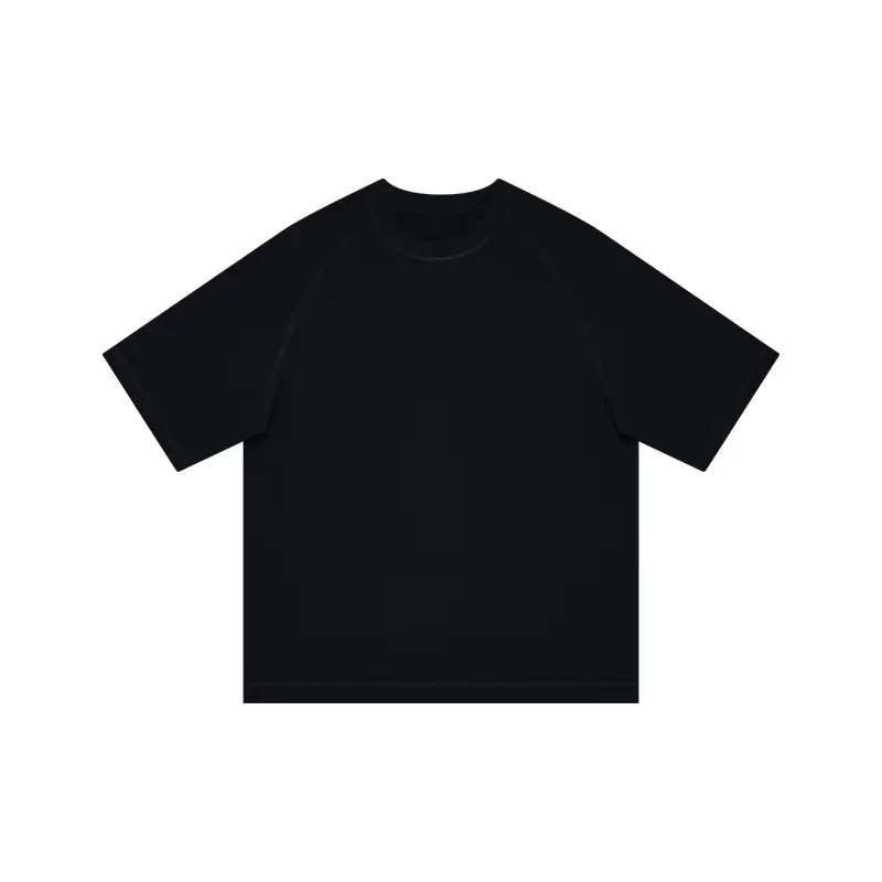 Men Black Cotton Japanese Style T-Shirt Short Sleeve