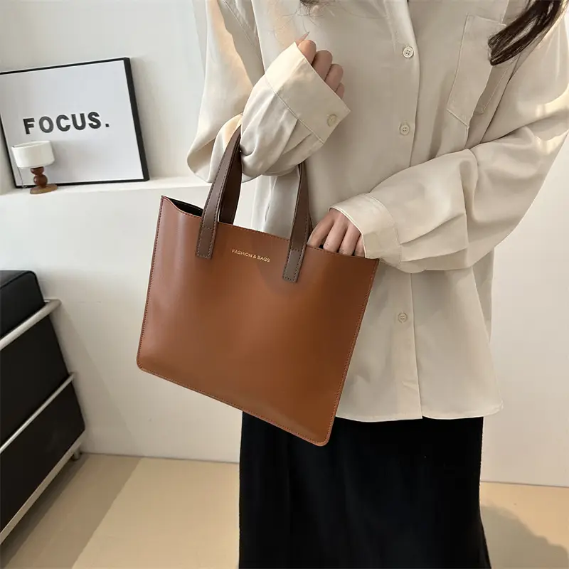 Korean Style Women's Big Tote Bag Brown 2024 - Image 10