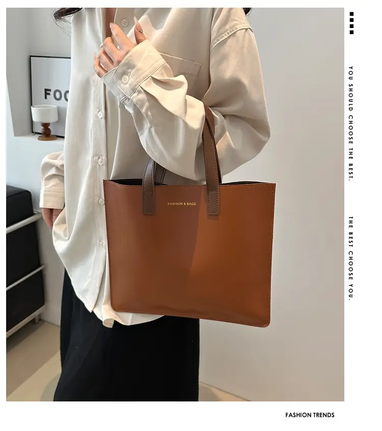Korean Style Women's Big Tote Bag Brown 2024 — feature 1