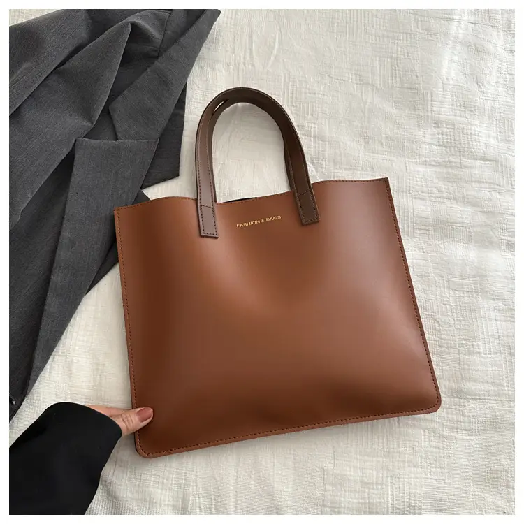 Korean Style Women's Big Tote Bag Brown 2024 — feature 13
