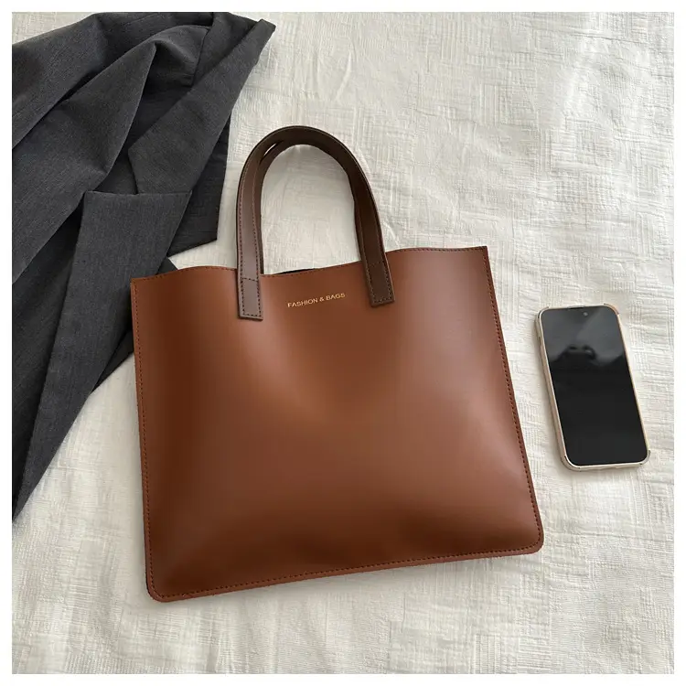 Korean Style Women's Big Tote Bag Brown 2024 — feature 14