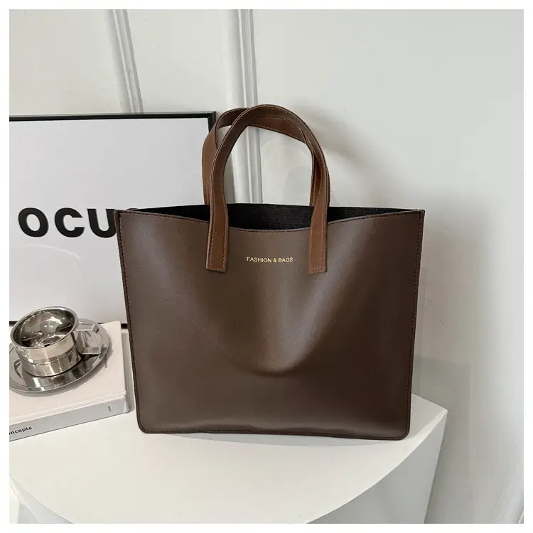 Korean Style Women's Big Tote Bag Brown 2024 — feature 22