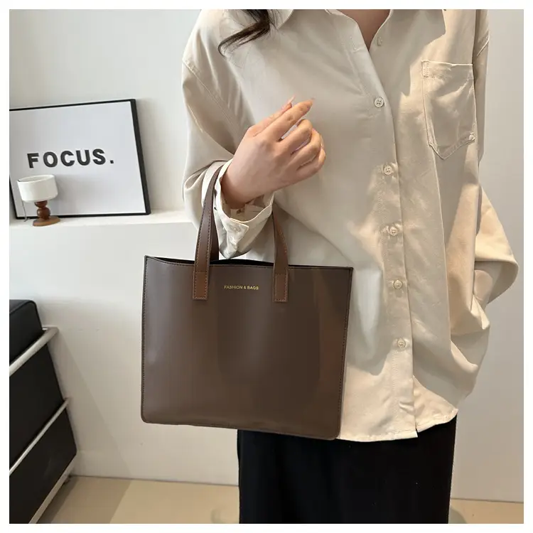 Korean Style Women's Big Tote Bag Brown 2024 — feature 33