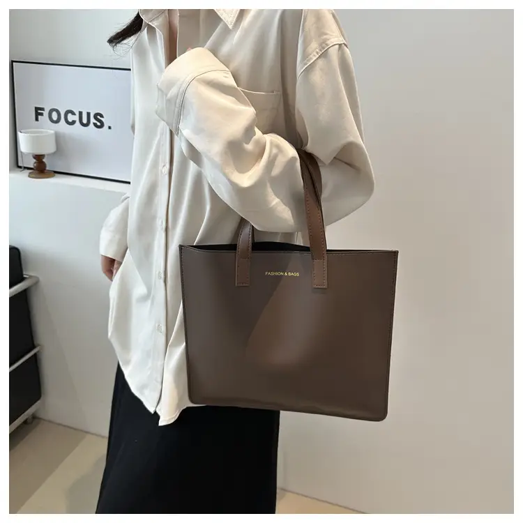 Korean Style Women's Big Tote Bag Brown 2024 — feature 34