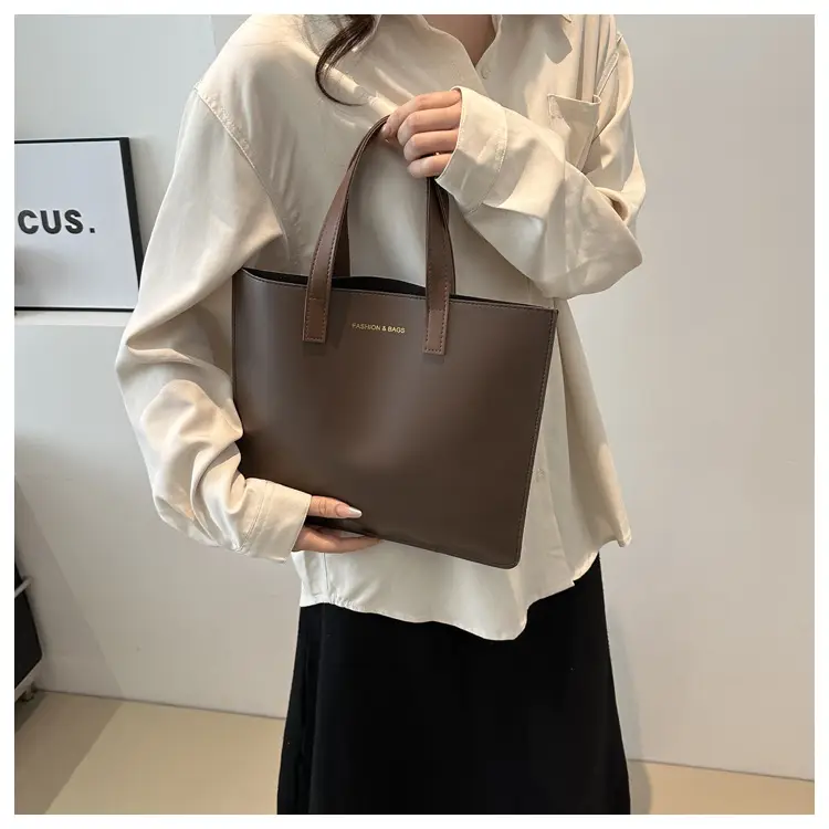 Korean Style Women's Big Tote Bag Brown 2024 — feature 35