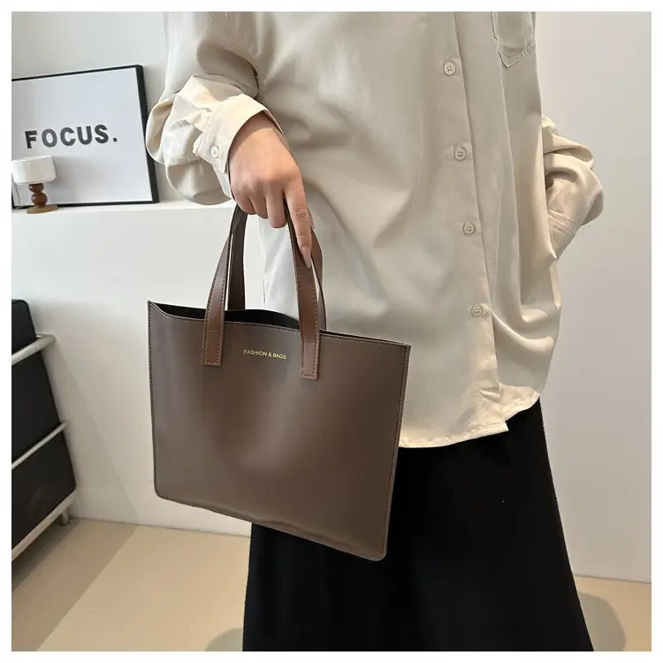 Korean Style Women's Big Tote Bag Brown 2024 — feature 36