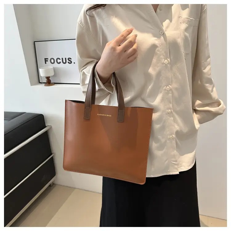 Korean Style Women's Big Tote Bag Brown 2024 — feature 37