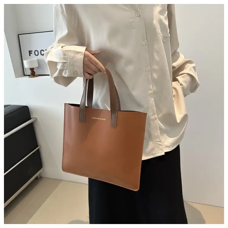 Korean Style Women's Big Tote Bag Brown 2024 — feature 38