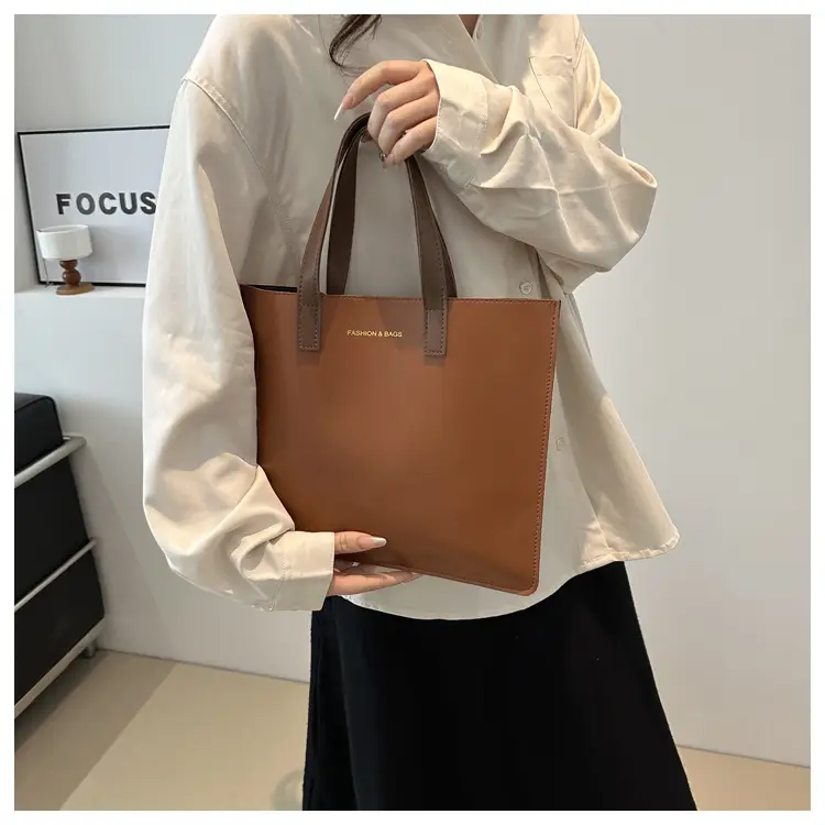 Korean Style Women's Big Tote Bag Brown 2024 — feature 39
