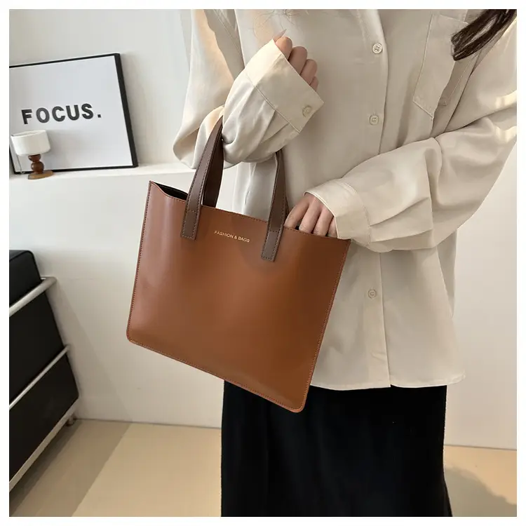 Korean Style Women's Big Tote Bag Brown 2024 — feature 40