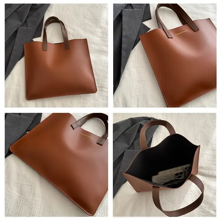 Korean Style Women's Big Tote Bag Brown 2024 — feature 7