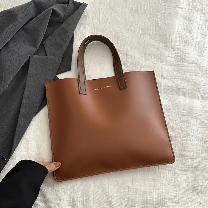 Korean Style Women's Big Tote Bag Brown 2024 - Image 2