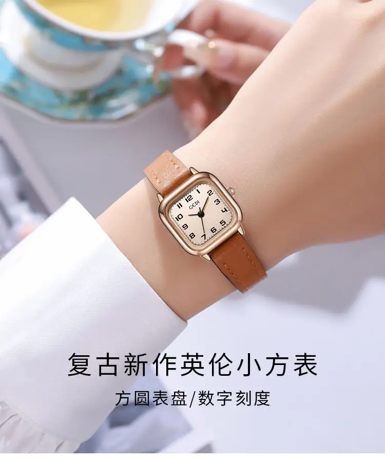 Goldie Small Square Watch Women Korean Style Quartz Belt — feature 2