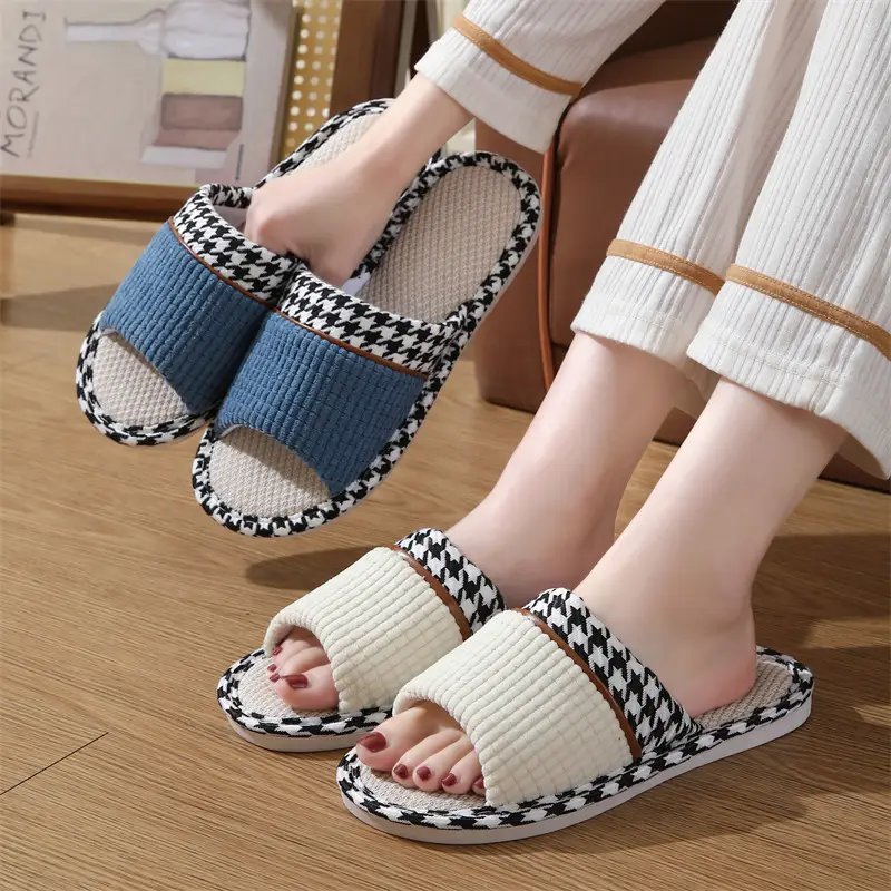 Linen slippers home female summer wholesale couple home home cotton linen slippers indoor Four Seasons deodorant spring and autumn men