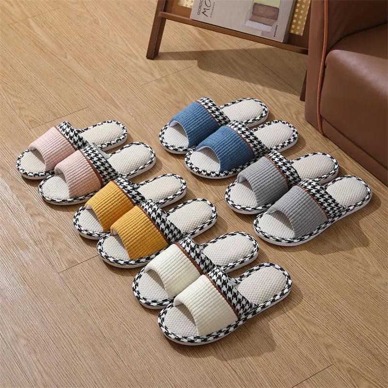 Linen slippers home female summer wholesale couple home home cotton linen slippers indoor Four Seasons deodorant spring and autumn men