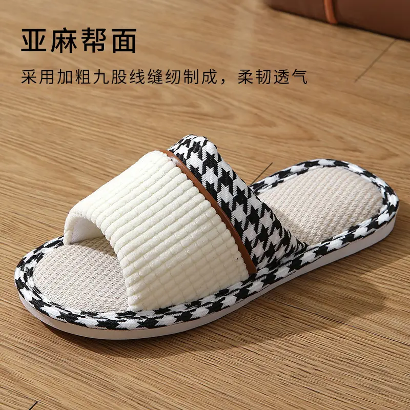 Linen slippers home female summer wholesale couple home home cotton linen slippers indoor Four Seasons deodorant spring and autumn men