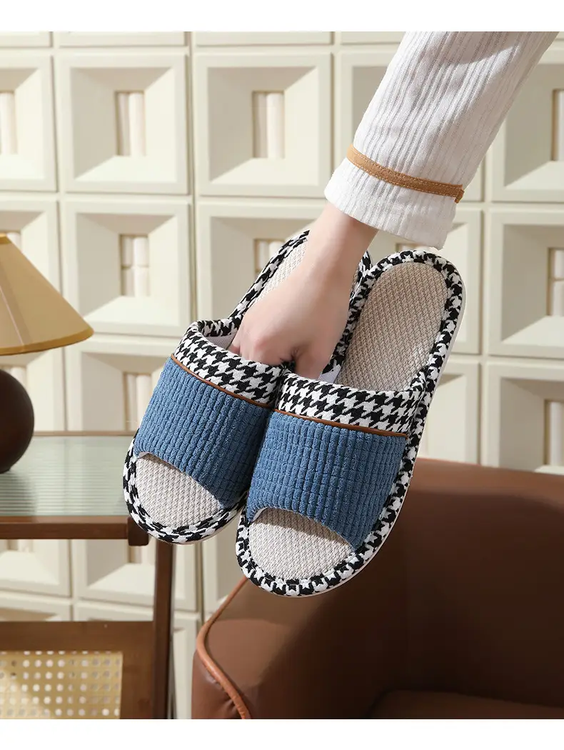 Linen slippers home female summer wholesale couple home home cotton linen slippers indoor Four Seasons deodorant spring and autumn men — feature 18