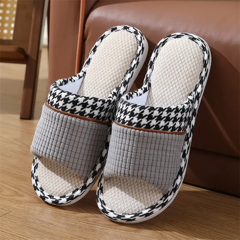 Linen slippers home female summer wholesale couple home home cotton linen slippers indoor Four Seasons deodorant spring and autumn men