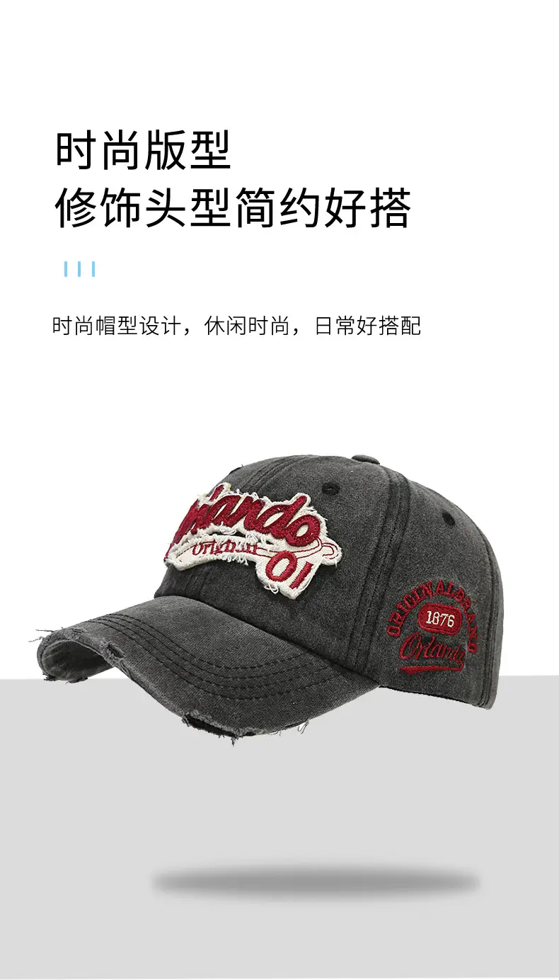 Orange Old Oil Embroidered Baseball Cap Olive Green — feature 3