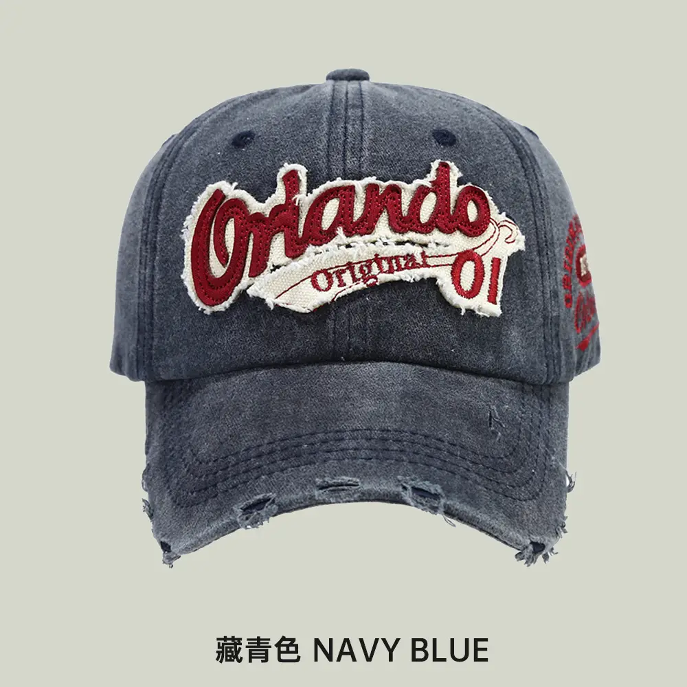 Orange Old Oil Embroidered Baseball Cap Olive Green - Image 5