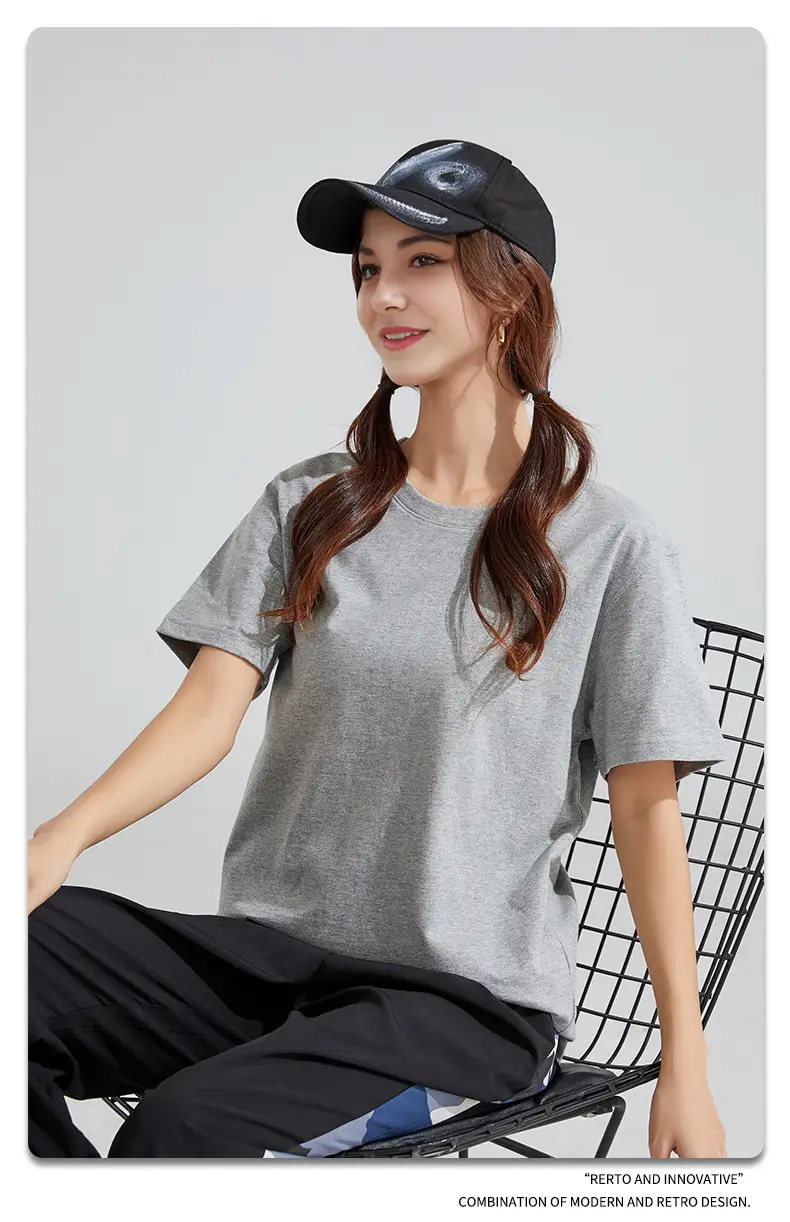 Grey Heavy Cotton Unisex T-Shirt 210g DIY Logo Print — feature 13