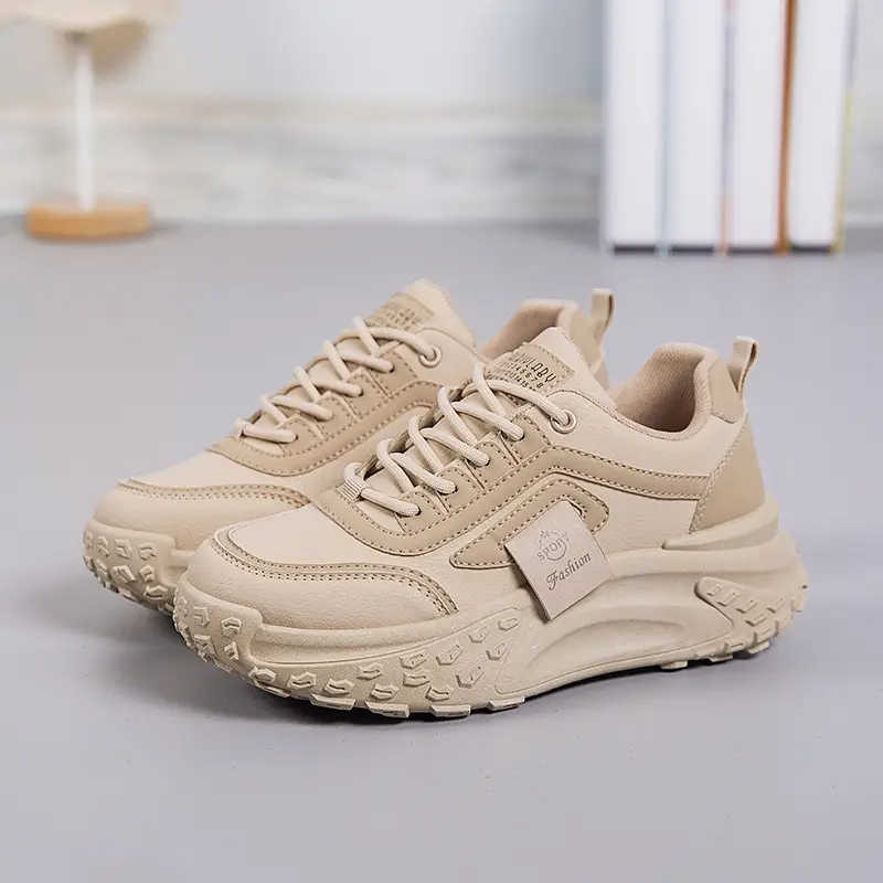 Women's Beige Thick Rubber Casual Shoes 2025 - Image 2